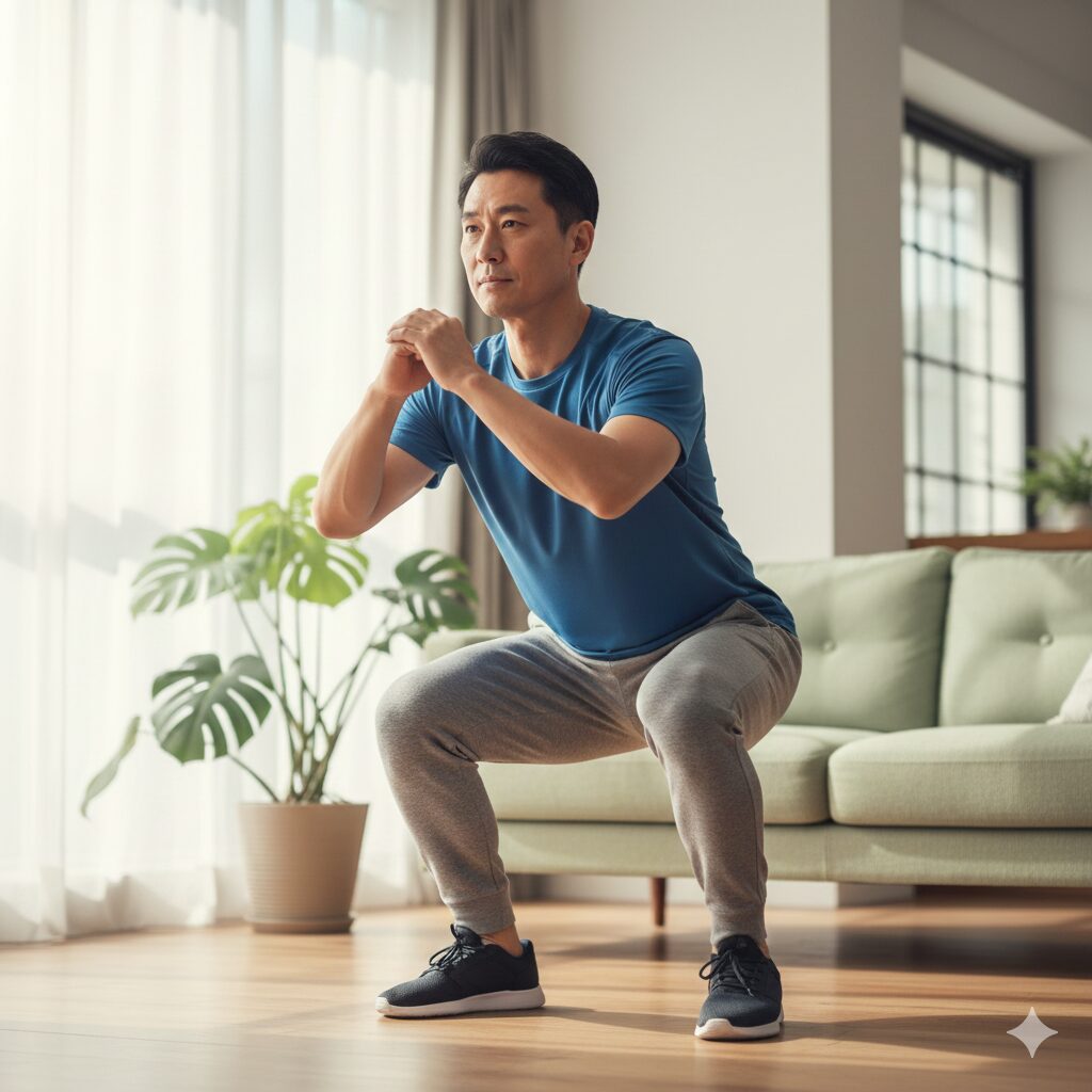 집에서 쉽게 따라할 수 있는 스쿼트 동작 일러스트