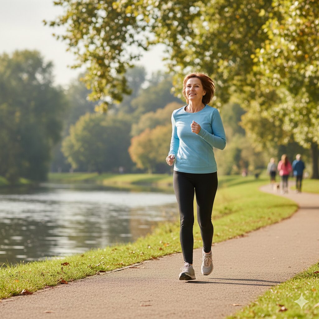이미지 3 : 쾌적한 환경에서 가벼운 조깅이나 걷기 운동을 하는 사람의 모습
