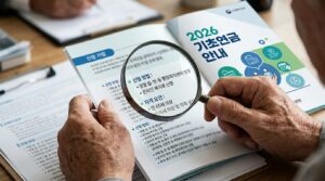 <p>이미지 4 : 기초연금 안내 책자를 검토하는 신중한 모습</p>