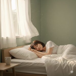 이미지 4 : 편안하게 휴식을 취하며 간 건강을 돕는 자세를 취하고 있는 사람의 일러스트