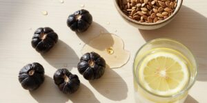 이미지 4 : 활기차게 공원을 걷고 있는 모습과 건강한 식단이 어우러진 요약 이미지