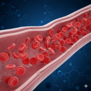 이미지 1 : 깨끗하고 맑은 혈류가 흐르는 건강한 혈관의 단면 모습
