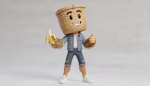 이미지 6 : 한 손에는 바나나를 들고, 한 손으로는 엄지척을 하며 웃고 있는 건강한 모습의 캐릭터