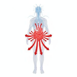 이미지 2 : 인체 내 혈액이 위장으로 집중되는 흐름과 상대적으로 뇌 혈류가 줄어드는 모습을 비교한 인포그래픽