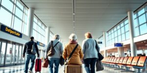 쾌적하고 넓은 현대식 공항 대합실 전경